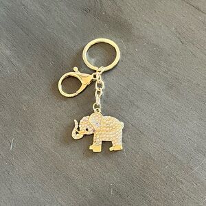 Gold Aurora Borealis Rhinestone Elephant 2" Keychain Key Ring Bag Charm Alabama